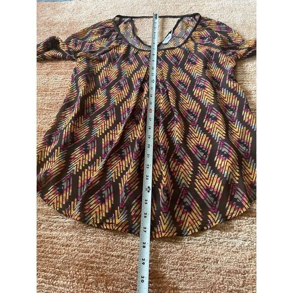 Blu Pepper Sheer Boho Blouse Top S Multicolor Chevron Long Sleeve Lightweight - Picture 5 of 8
